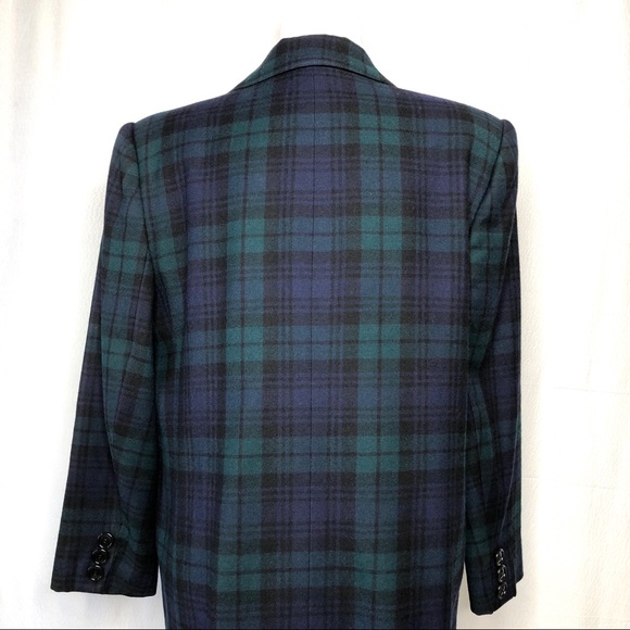 Vintage Collectible Gold Plaid Merino Wool Blazer - Picture 5 of 8